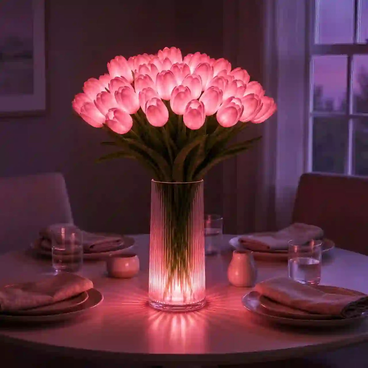 LED Flower Bouquet Tulip Night Light - Ambient Bouquet Table Lamp That Glows - Pink - 5 Pack - image 5