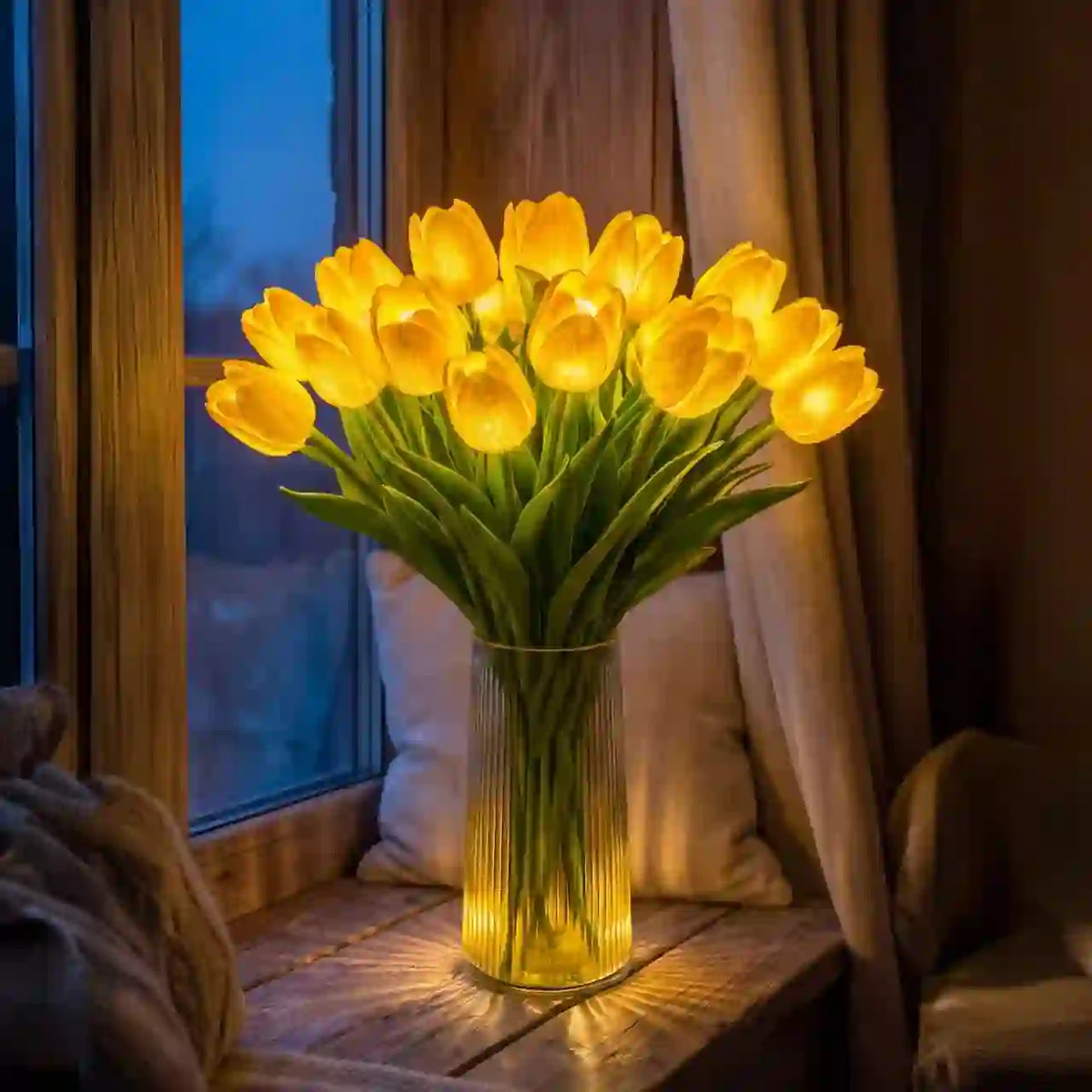 LED Flower Bouquet Tulip Night Light - Ambient Bouquet Table Lamp That Glows - image 2