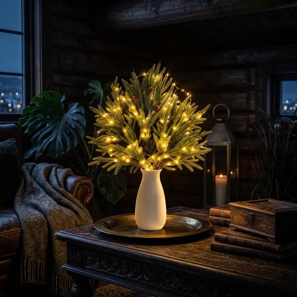 Lighted Pine Branches DIY Night Decor - Artificial Christmas Pine Stems With Fairy Lights - image 2