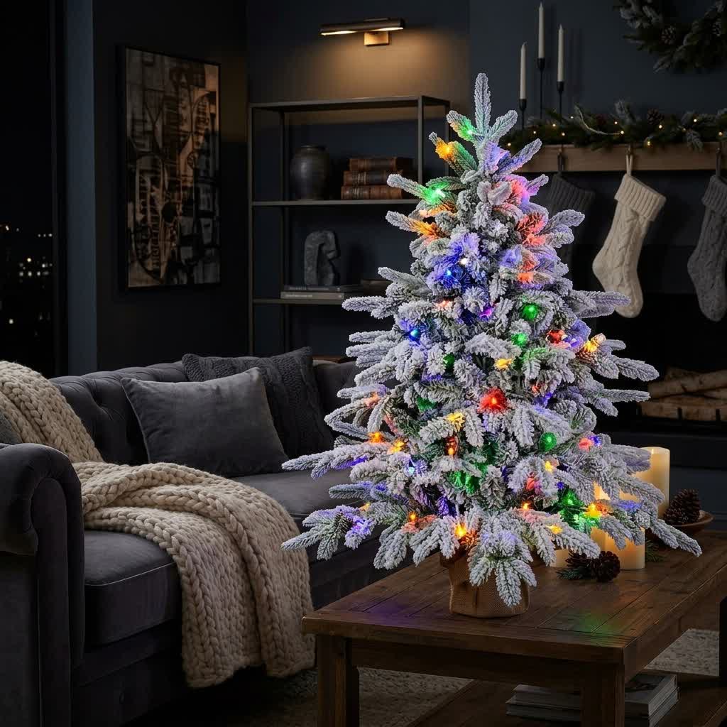 Pre-Lit Christmas Tree Night Decor - Artificial Tabletop Christmas Tree With Colorful Lights - image 3