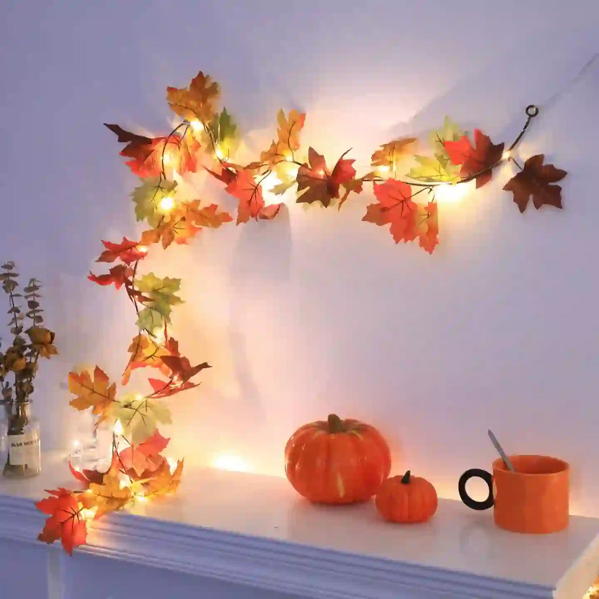 Fall Maple Leaf Garland Lights Decor - Artificial Fall Leaves Vine For Thanksgiving Decor - Maple #1 - image 0