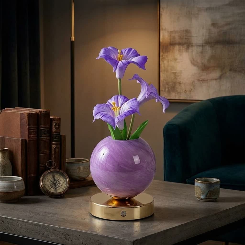 Glowing Morning Glory Flower Bouquet LED Lamp - Rechargeable Flower Lamp Decor With Vase - image 4