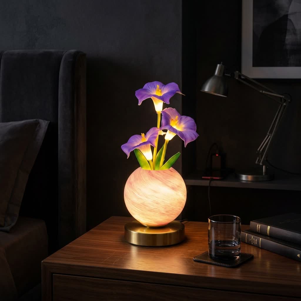 Glowing Morning Glory Flower Bouquet LED Lamp - Rechargeable Flower Lamp Decor With Vase - image 6