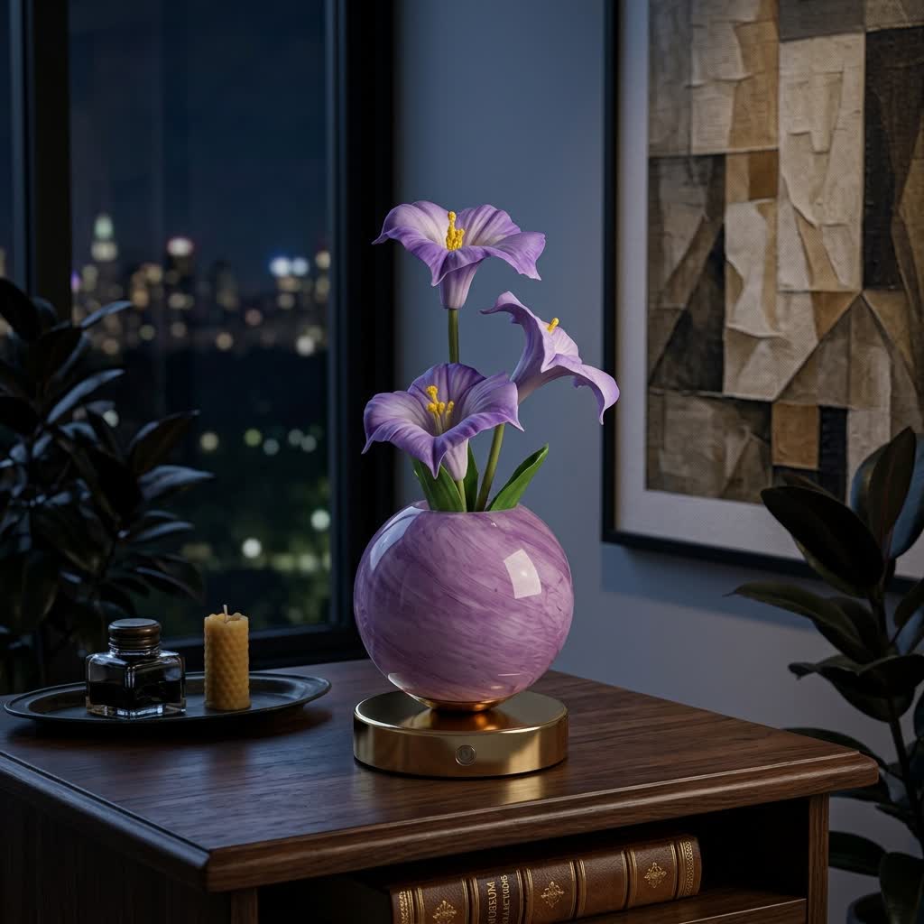 Glowing Morning Glory Flower Bouquet LED Lamp - Rechargeable Flower Lamp Decor With Vase - image 5