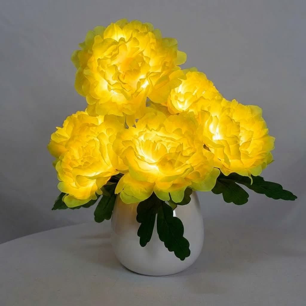 Eternal Peony Flower Pot LED Lamp - USB Rechargeable Glowing Peony Table Lamp - image 8