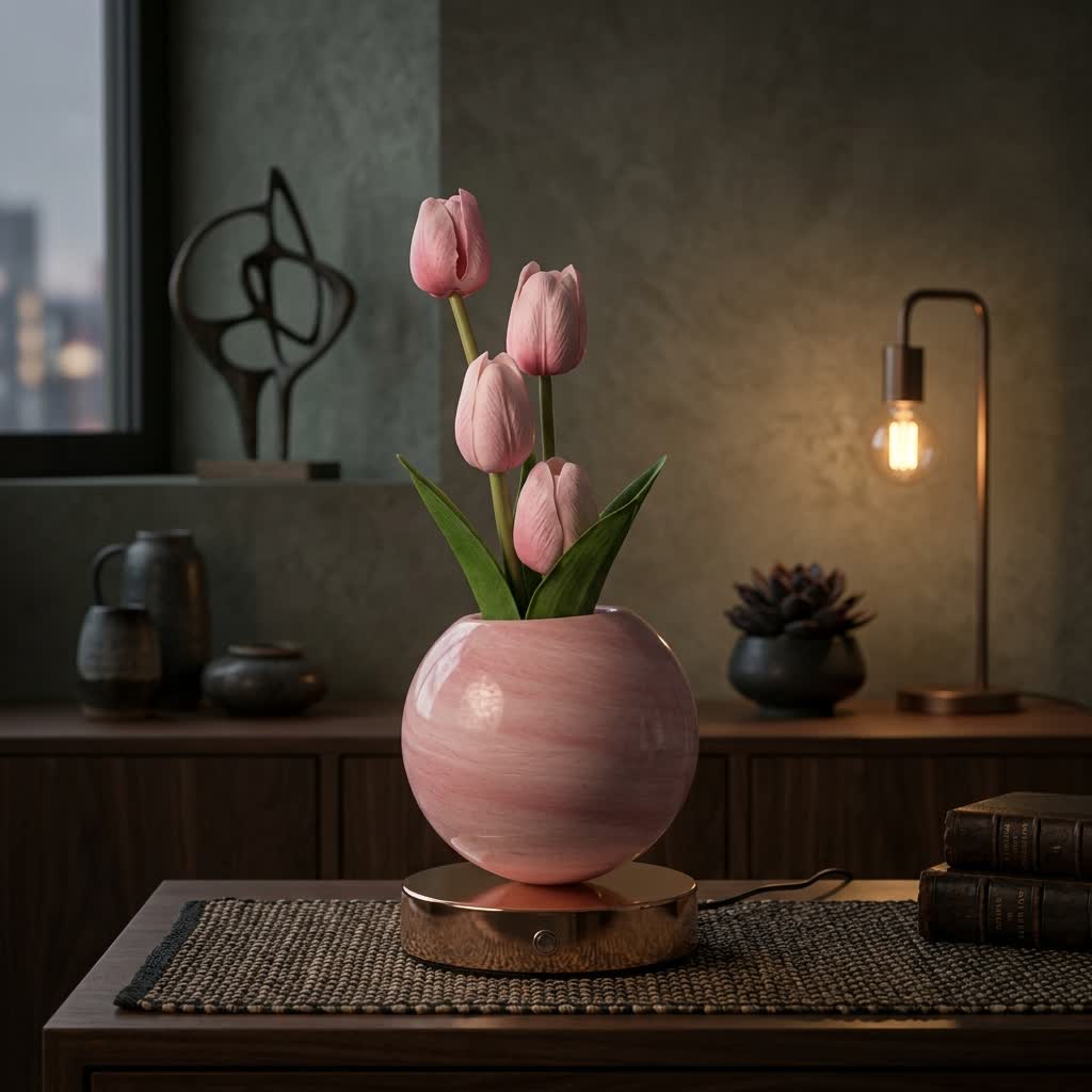 Tulip LED Night Light Decor With Glass Vase - Romantic Glowing Flower Night Light Lamp - image 6