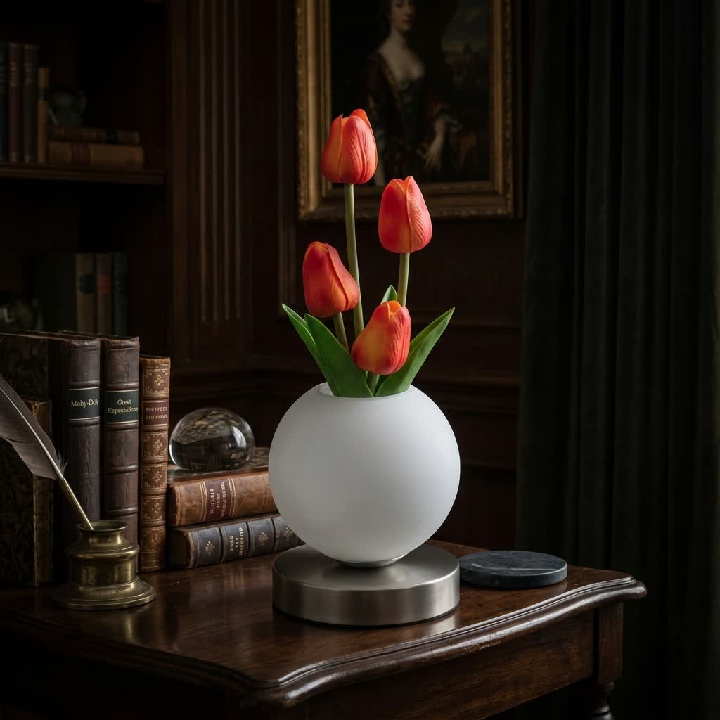 Tulip LED Night Light Decor With Glass Vase - Romantic Glowing Flower Night Light Lamp - Red & White - image 11