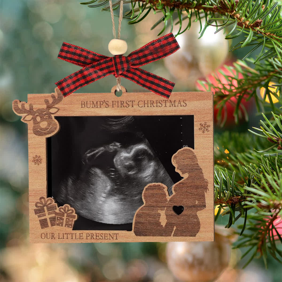 Baby Sonogram Ornament For Expecting Mom - Bump's First Christmas Ultrasound DIY Photo Ornament - 1Pcs - image 0