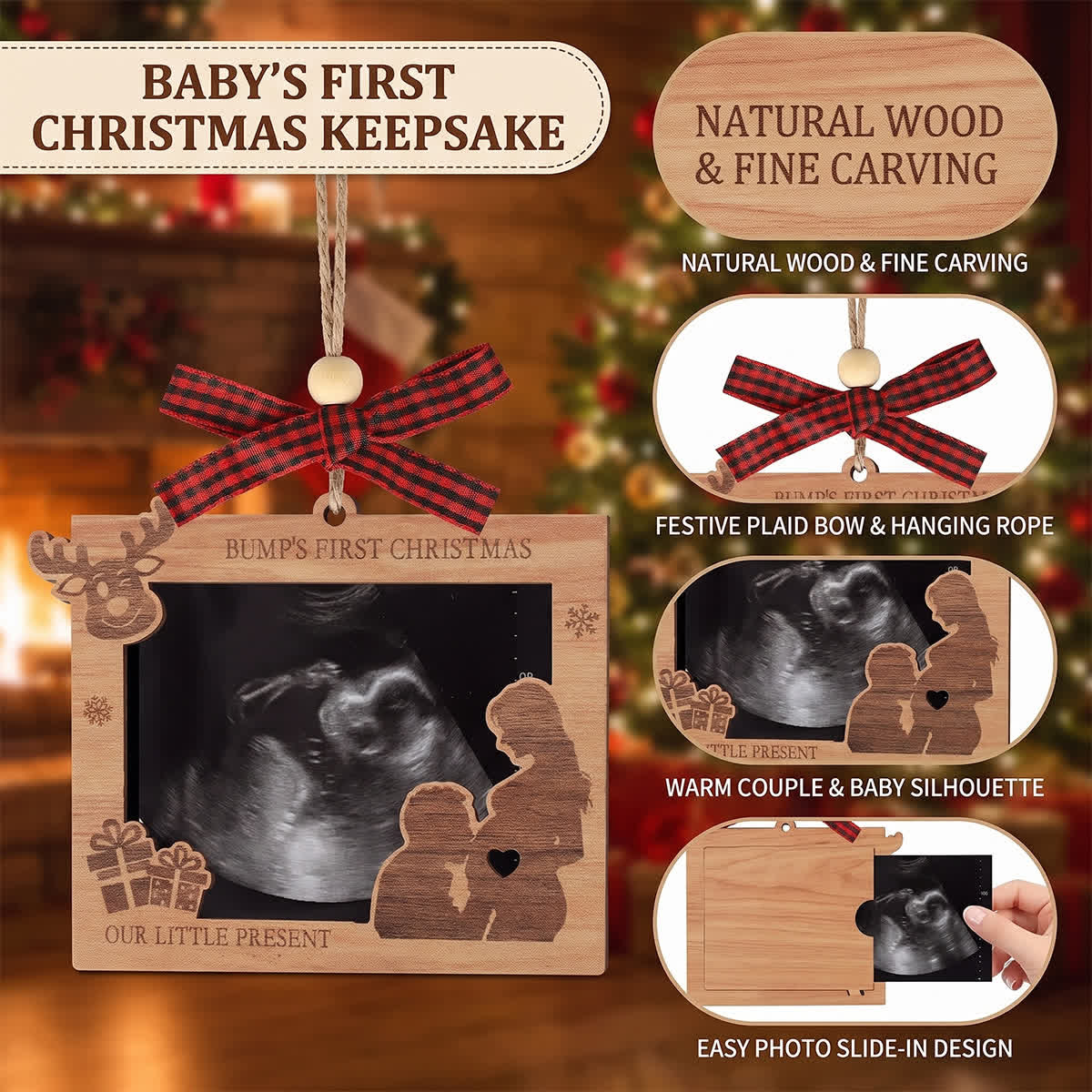 Baby Sonogram Ornament For Expecting Mom - Bump's First Christmas Ultrasound DIY Photo Ornament - image 2