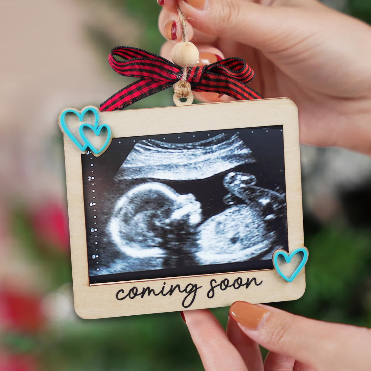 Minimalist Coming Soon Ultrasound Ornament - Baby Bump Sonogram Keepsake Ornament - image 6