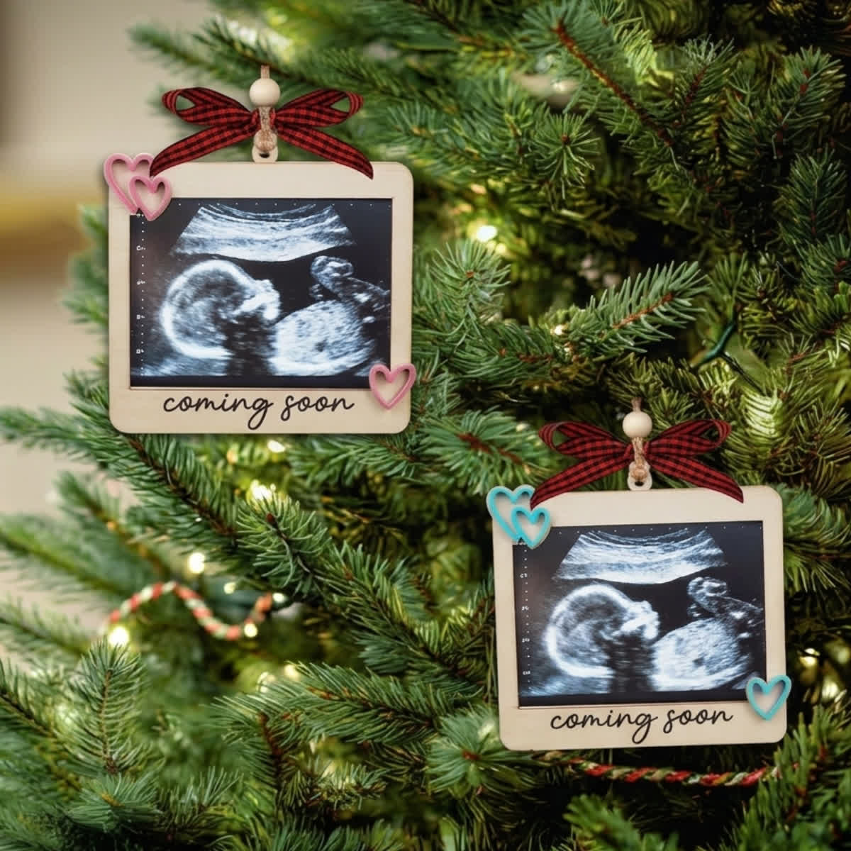 Minimalist Coming Soon Ultrasound Ornament - Baby Bump Sonogram Keepsake Ornament - image 4
