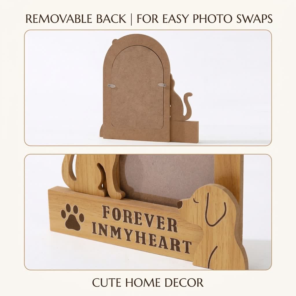 Forever In My Heart Pet Memorial Photo Frame - Cat & Dog DIY Picture Desk Frame - image 3