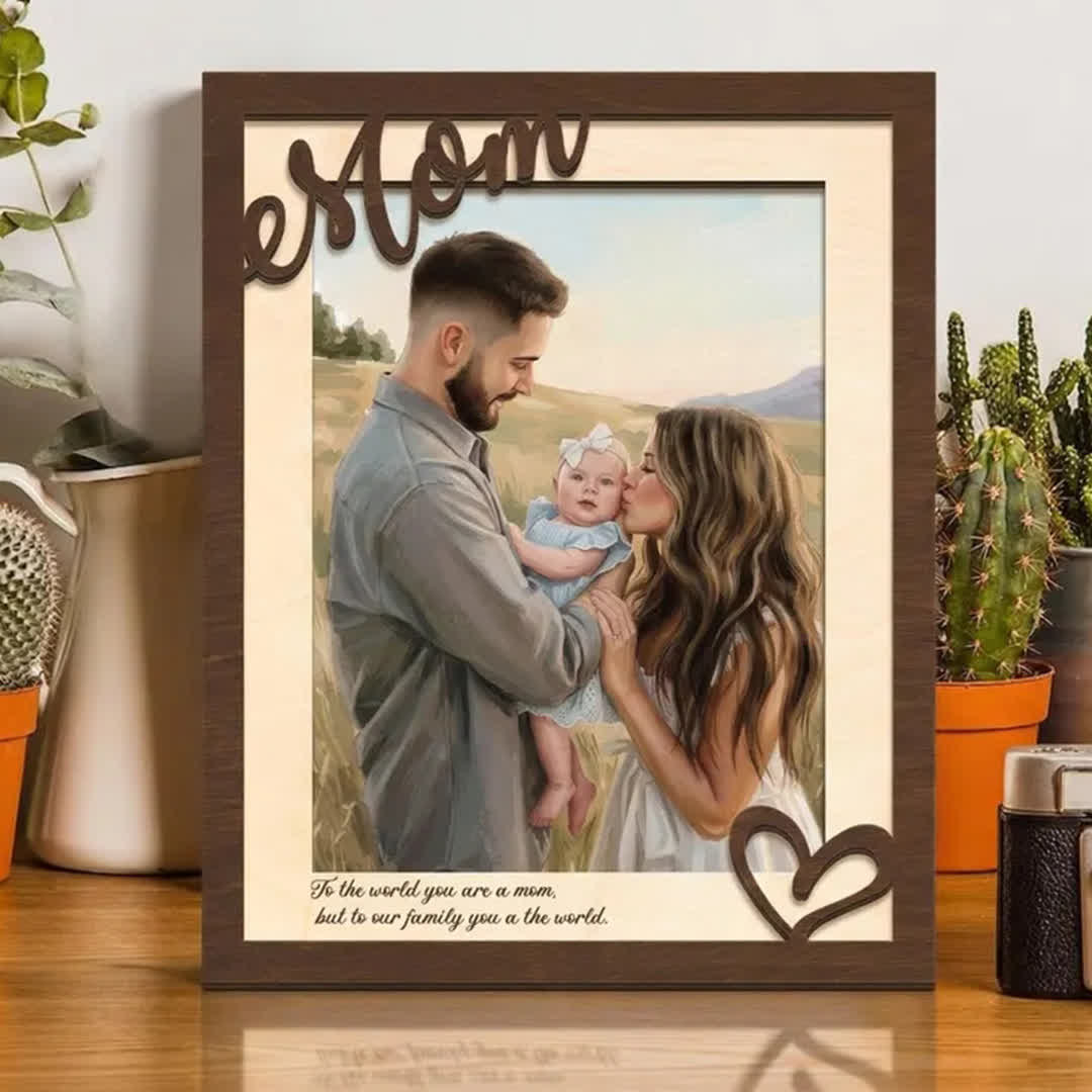 To The World You Are A Mom Photo Frame - Custom Mom DIY Picture Desk Frame - Dark Brown - image 4