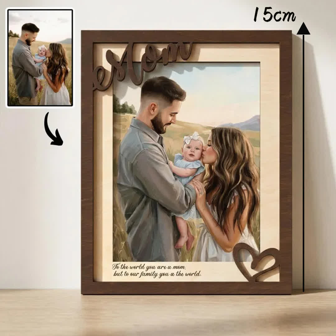 To The World You Are A Mom Photo Frame - Custom Mom DIY Picture Desk Frame - image 1