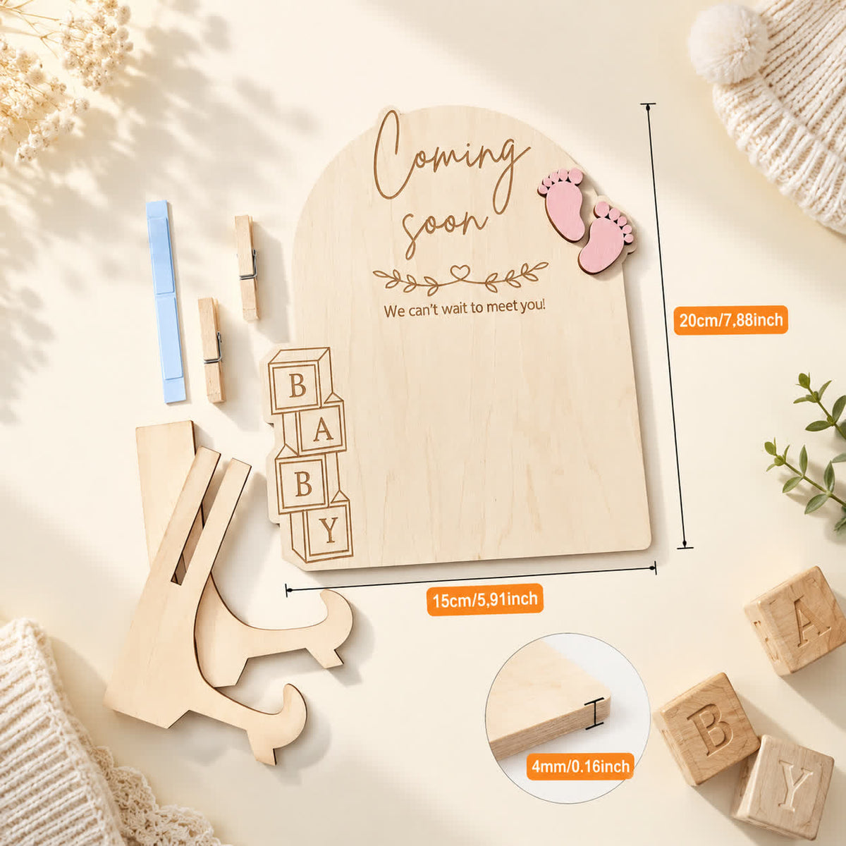 Coming Soon Baby Ultrasound Photo Frame - DIY Wooden Sonogram Picture Desk Frame - image 5