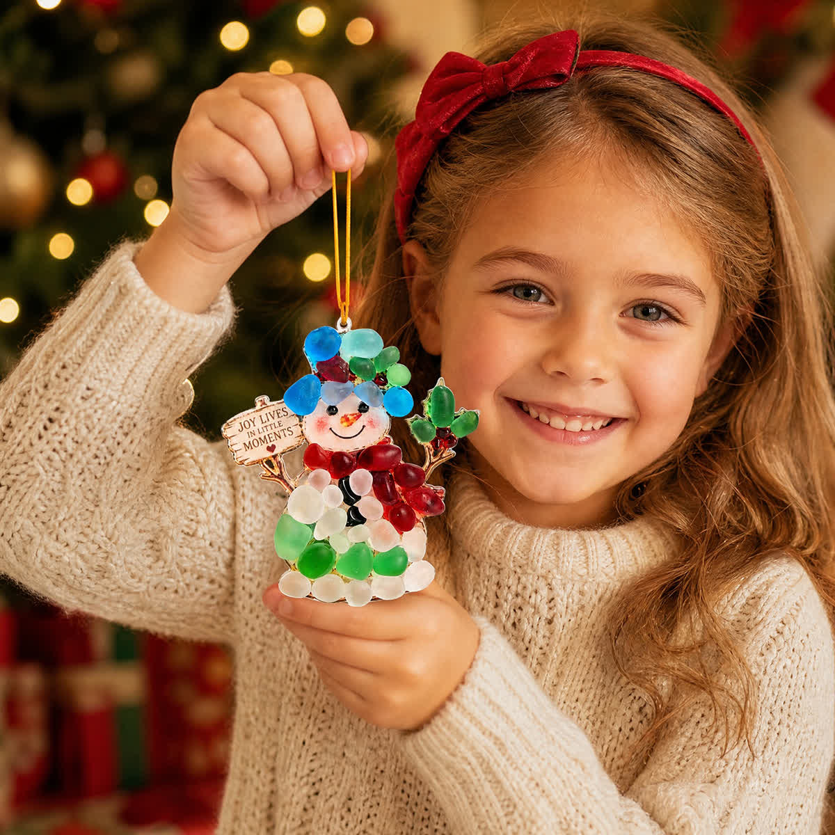 Joy | Love | Light Christmas Handcrafted Sea Glass Hanging Ornament - image 3