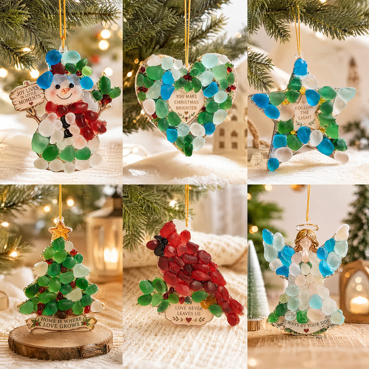 Joy | Love | Light Christmas Handcrafted Sea Glass Hanging Ornament - image 4