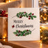 Merry Christmas Holly Wreath Sea Glass Framed Art - Seaglass Card - 8" X 8" - image 1