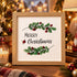 Merry Christmas Holly Wreath Sea Glass Framed Art - Oak - 8" X 8" - image 2