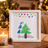 Blue Bird & Christmas Tree Holida Sea Glass Framed Art - White - 8" X 8" - image 0