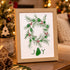 JOY Christmas Wreath With Berries Sea Glass Framed Art - Oak - 8" X 6" - image 0