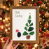Santa Bird's Christmas Tree Whimsical Sea Glass Framed Art - Walnut Brown - 8" X 6" - image 3