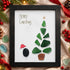 Santa Bird's Christmas Tree Whimsical Sea Glass Framed Art - Black - 8" X 6" - image 0