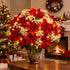 Light Up DIY Poinsettia Bouquet - Christmas Artificial Flowers Decor With LED Light - 2 Pack - image 0