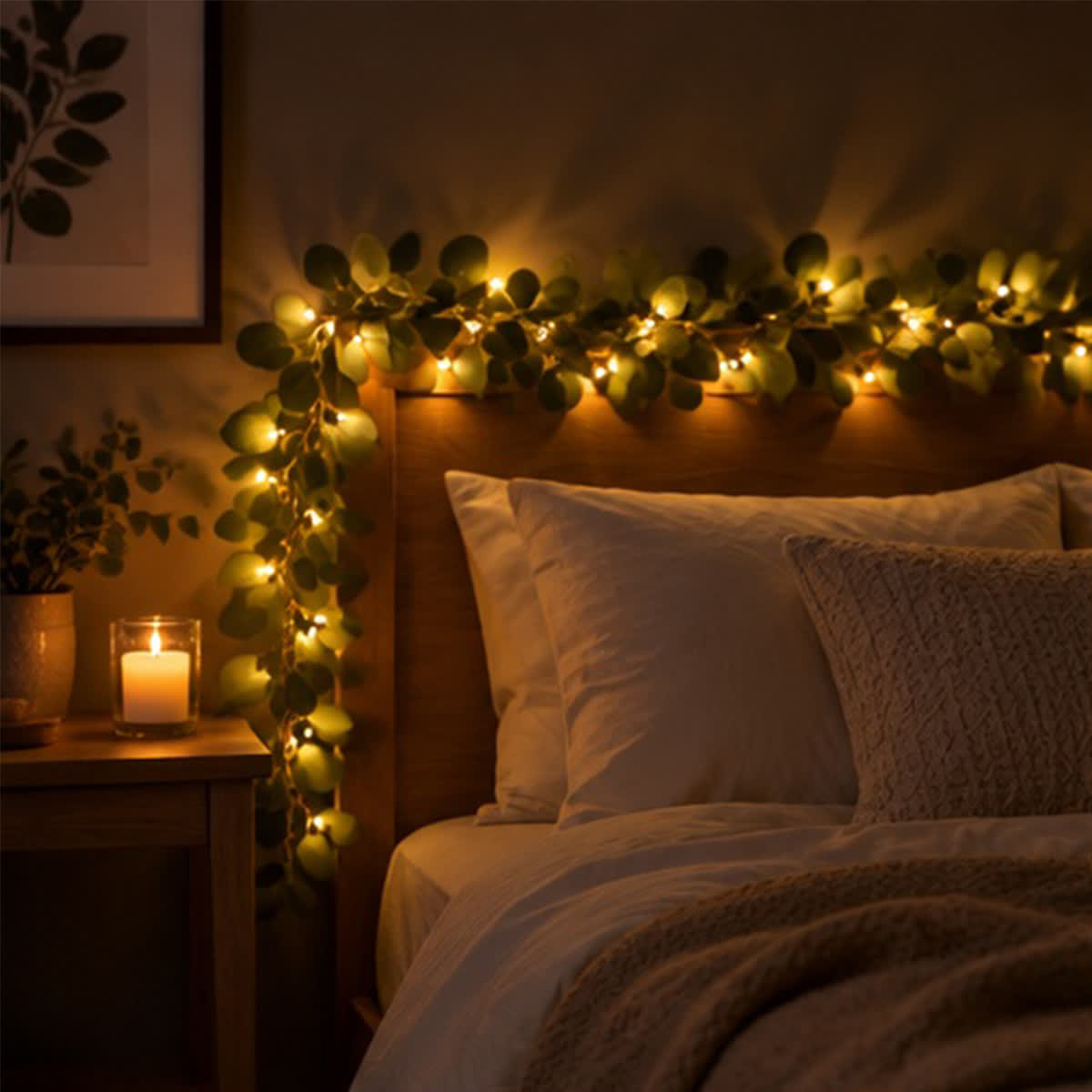  Lighted Eucalyptus Leaf Rattan With Led Lights - Glowing DIY Artificial Forest Plant Decor - image 5
