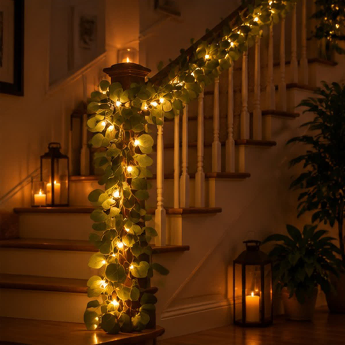  Lighted Eucalyptus Leaf Rattan With Led Lights - Glowing DIY Artificial Forest Plant Decor - image 6