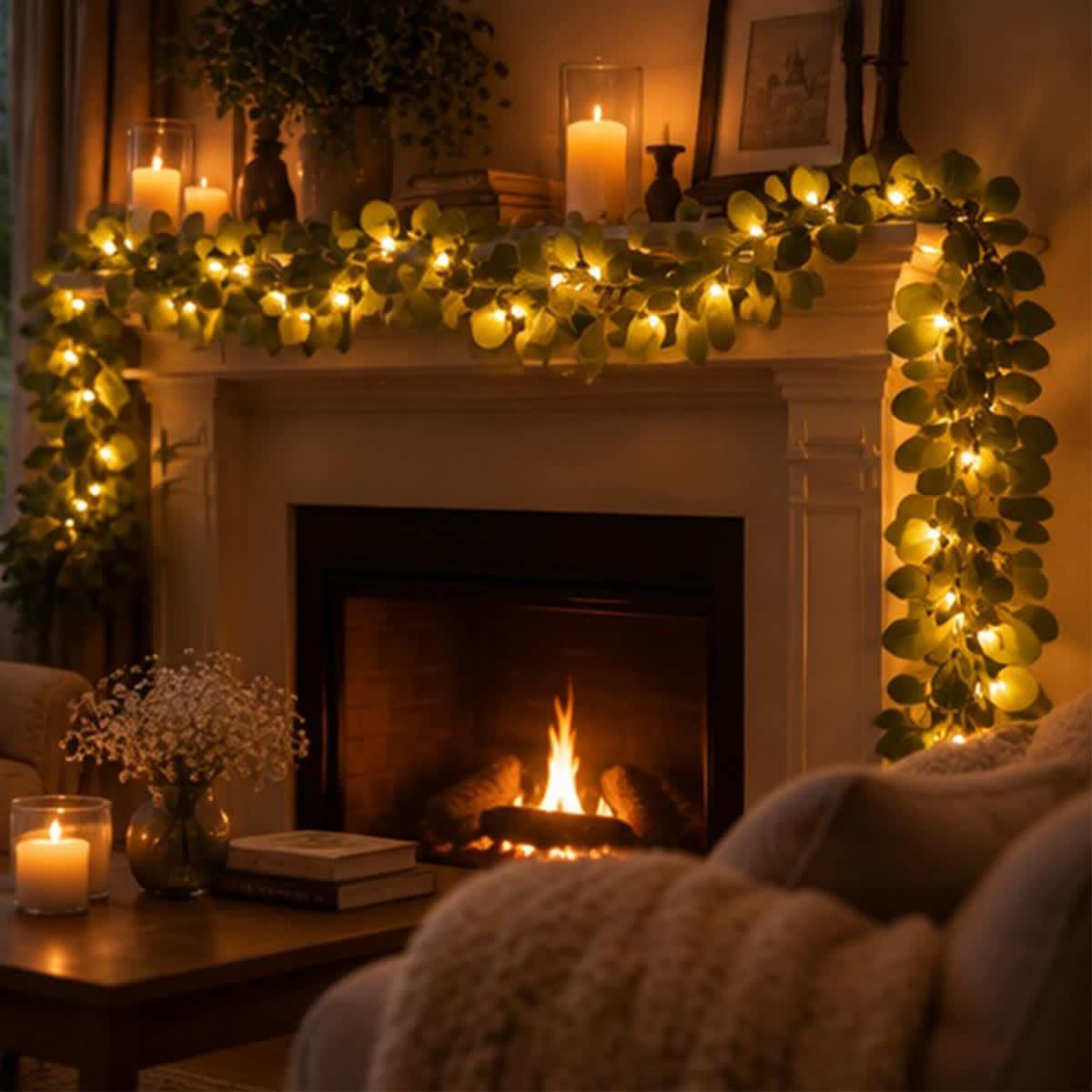  Lighted Eucalyptus Leaf Rattan With Led Lights - Glowing DIY Artificial Forest Plant Decor - image 3