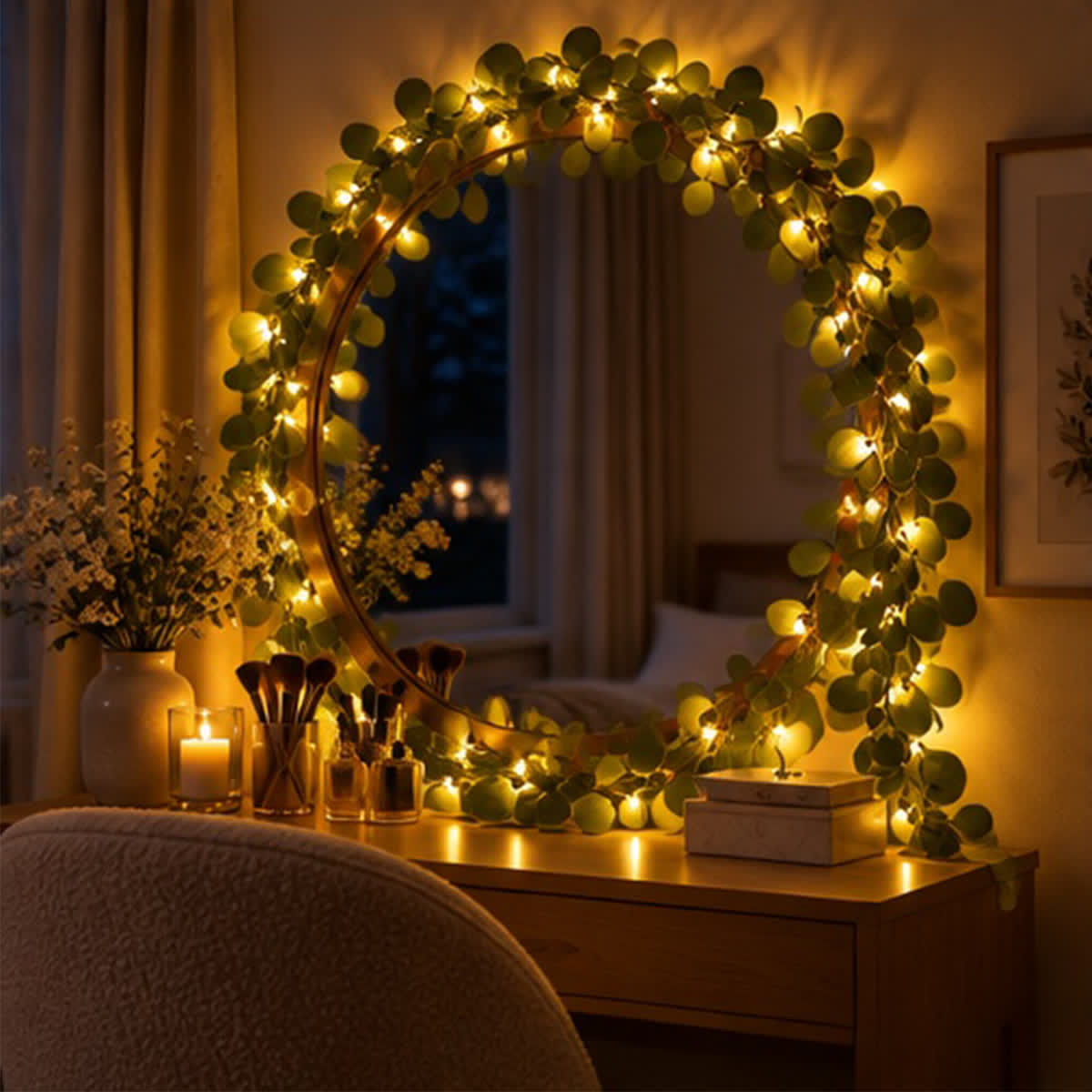  Lighted Eucalyptus Leaf Rattan With Led Lights - Glowing DIY Artificial Forest Plant Decor - image 4