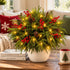 Christmas Red Berry Pinecone & Fir Bouquet - DIY Artificial Flowers Decor With LED Light String - image 6