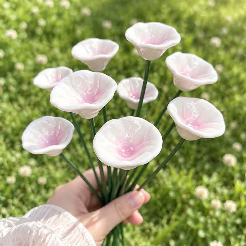 Floating Lotus Garden Sculpture - Romantic Handmade Ceramic Flower Decor - Violet - image 12