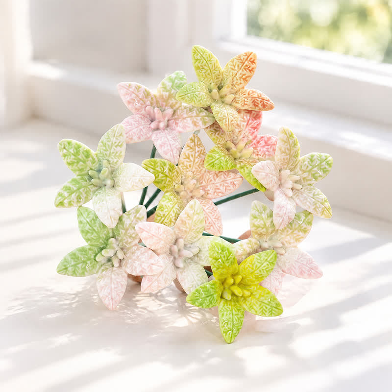 Happy Little Mystery Wildflower Sculpture - Handmade Ceramic Random Color Flower Decor - Gradient Pentas Lanceolata - image 7