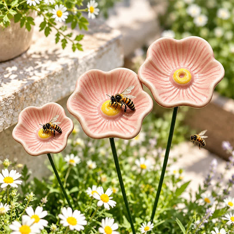 Decorative Poppy Flower Garden Station - Handmade Ceramic Flower Decor - image 15