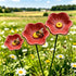 Decorative Poppy Flower Garden Station - Handmade Ceramic Flower Decor - Red - image 0