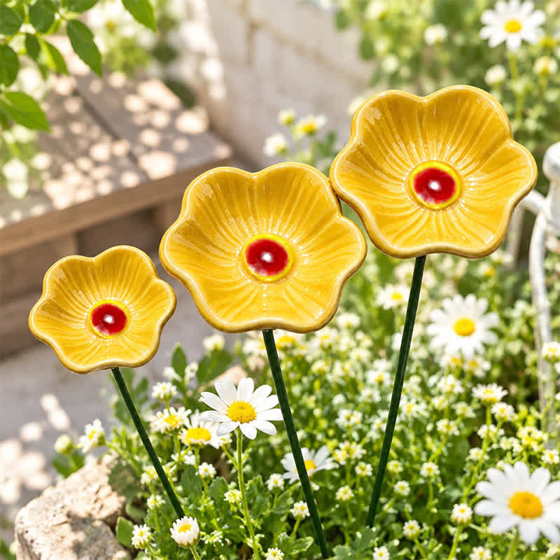 Decorative Poppy Flower Garden Station - Handmade Ceramic Flower Decor - image 9