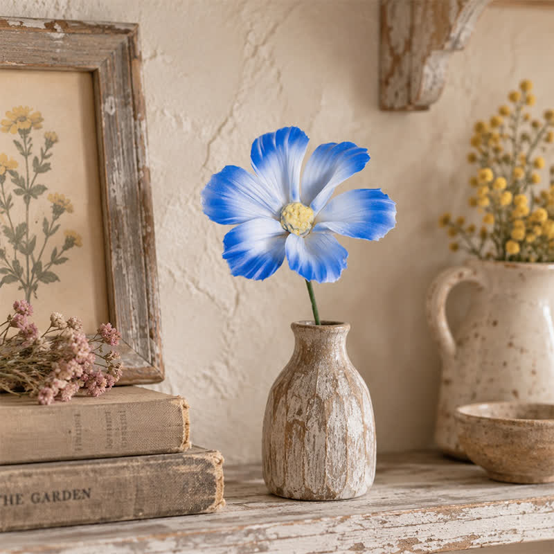 Good Fortune Gesang Flower Desktop Sculpture - Handmade Mini Ceramic Flower Decor - Blue - image 10