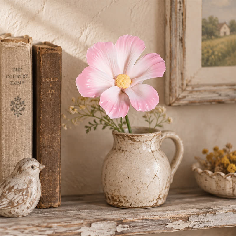Good Fortune Gesang Flower Desktop Sculpture - Handmade Mini Ceramic Flower Decor - Pink - image 4