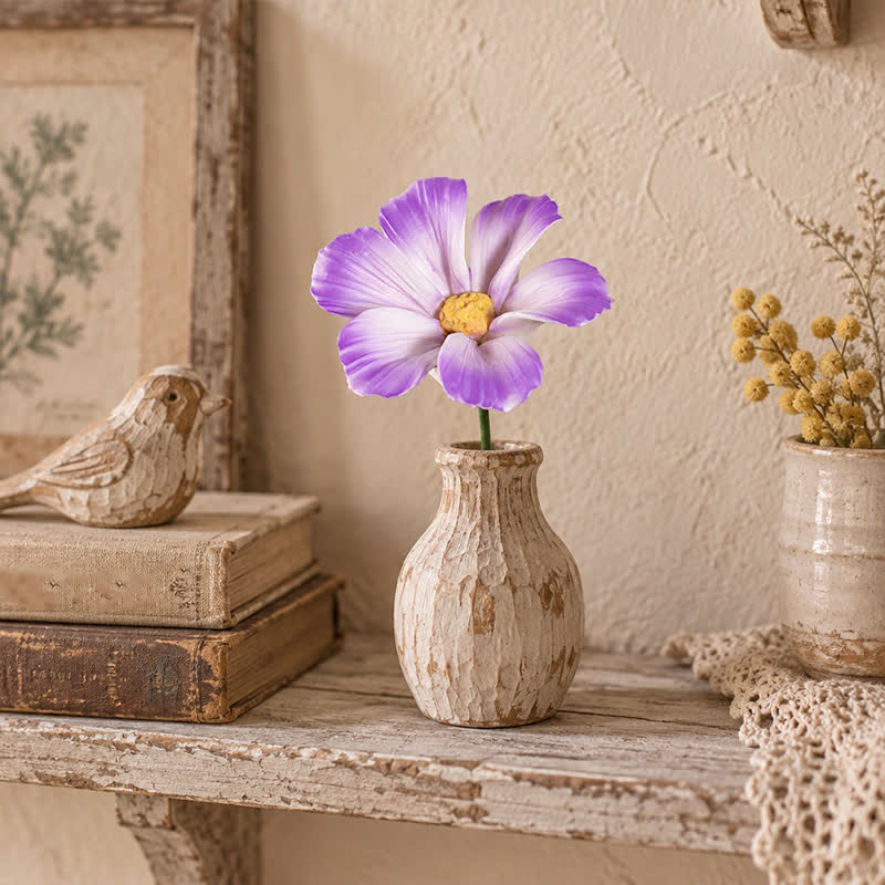 Good Fortune Gesang Flower Desktop Sculpture - Handmade Mini Ceramic Flower Decor - Purple - image 2