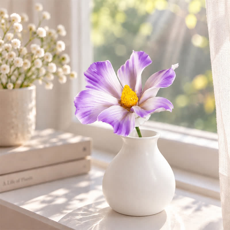 Good Luck & Love Hibiscus Mutabilis Flower - Hand-Sculpted Mini Ceramic Flower Decor - Purple - image 6
