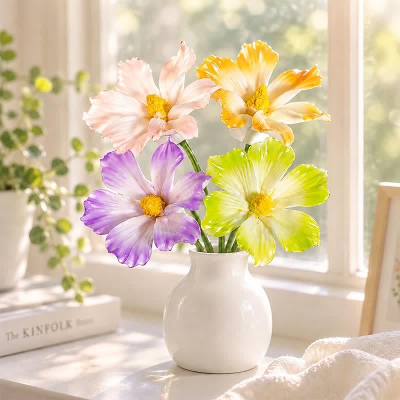 Good Luck & Love Hibiscus Mutabilis Flower - Hand-Sculpted Mini Ceramic Flower Decor - image 0
