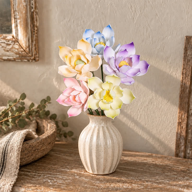 Lotus With Multi-Layered Petals - Handmade Ceramic Artificial Flower Decor - image 0