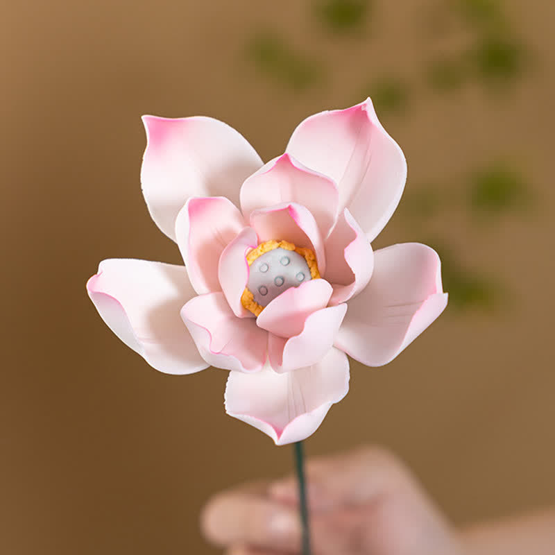 Lotus With Multi-Layered Petals - Handmade Ceramic Artificial Flower Decor - image 5