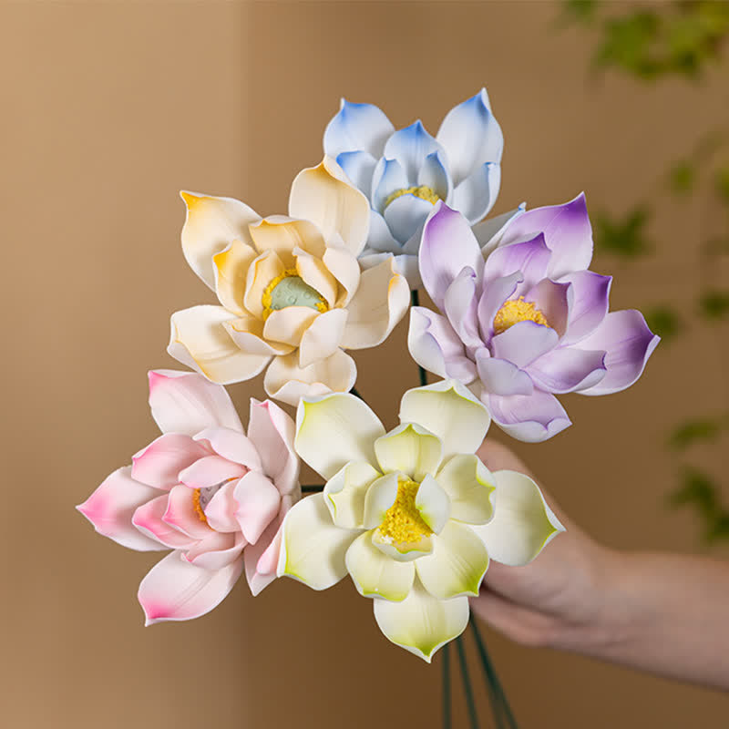 Lotus With Multi-Layered Petals - Handmade Ceramic Artificial Flower Decor - image 1