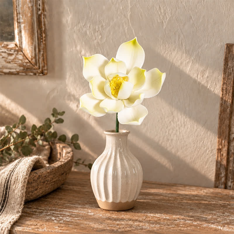 Lotus With Multi-Layered Petals - Handmade Ceramic Artificial Flower Decor - Green - image 6