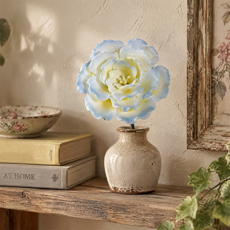 King Of Flower Romantic Large Peony - Handmade Ceramic Artificial Flower Decor - Blue & Yellow - image 11