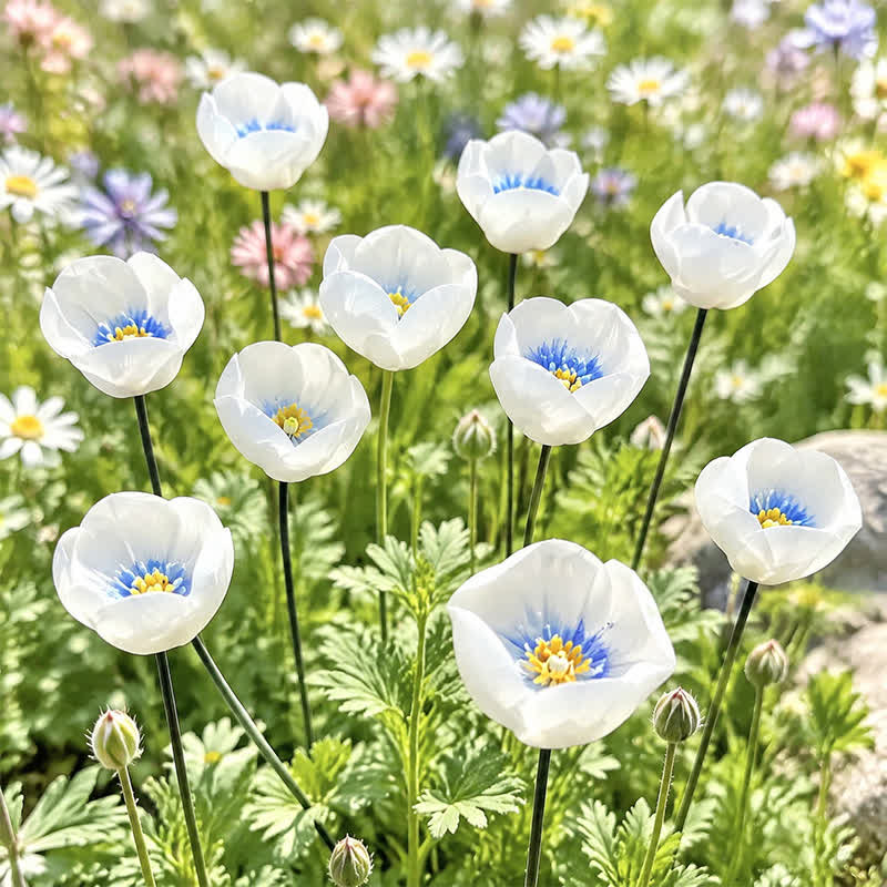 Bee Bath Little Flower Pollinator Water Station - Handmade Ceramic Flower Decor For Garden - Graduated Blue - image 0