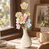 Ice Cream Round Vase With Random Flowers - Handmade Ceramic Flower Vase Set Decor - 11 Random Flowers + Vase - image 1